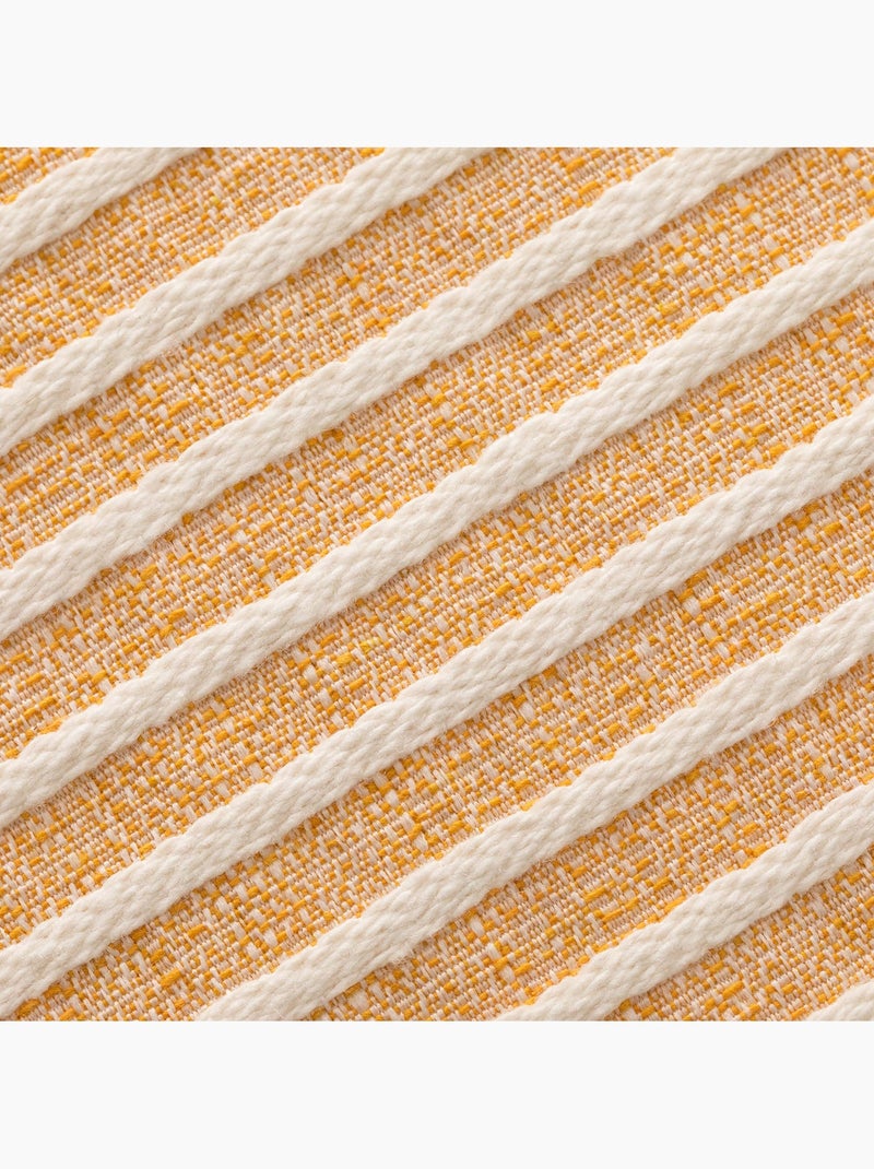 Pack de deux housses de coussin chiné à rayures, tissu en relief bicolore -  Gamusi. Jaune - Kiabi