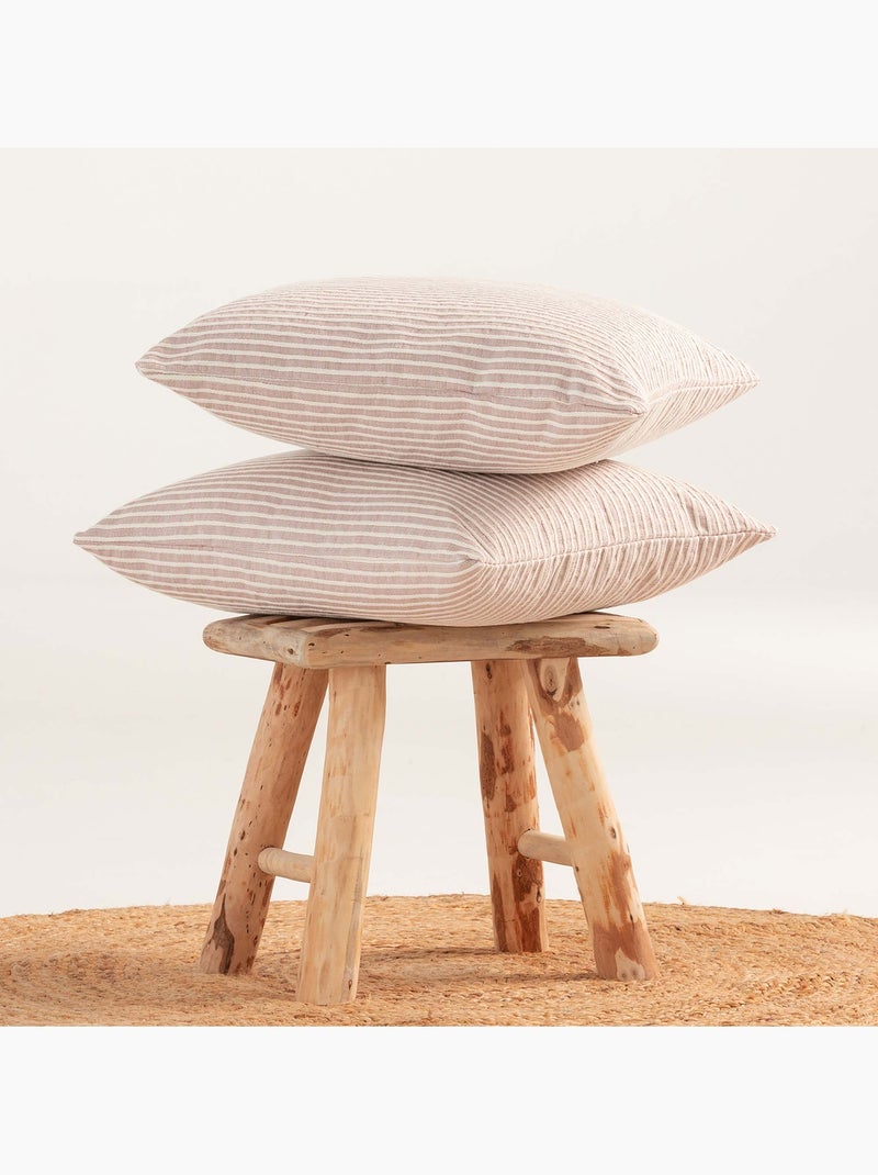Pack de deux housses de coussin chiné à rayures, tissu en relief bicolore -  Gamusi. Rose - Kiabi