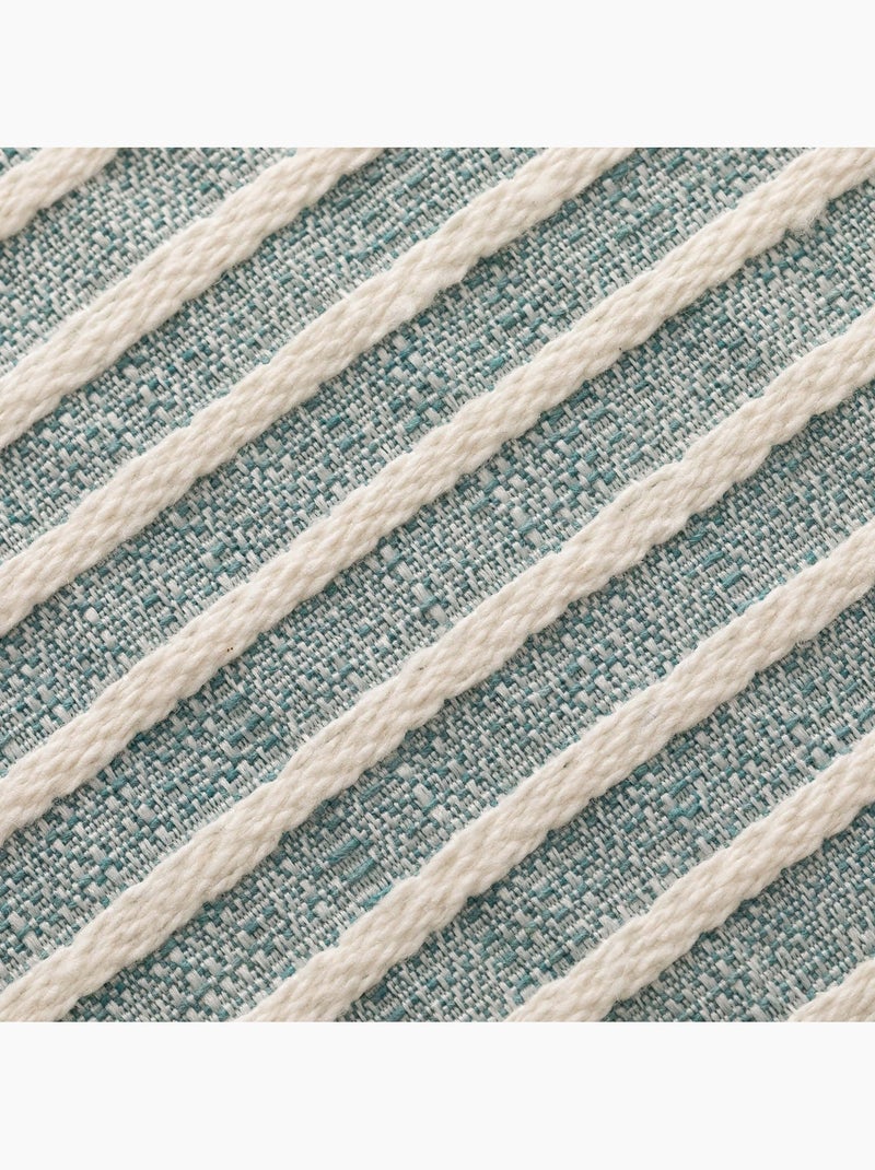 Pack de deux housses de coussin chiné à rayures, tissu en relief bicolore -  Gamusi. Vert d'eau - Kiabi