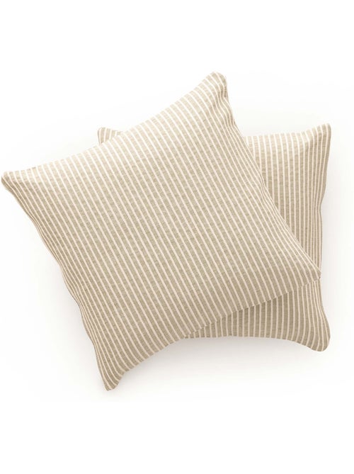 Pack de deux housses de coussin chiné à rayures, tissu en relief bicolore - Gamusi. - Kiabi Pack de deux housses de coussin chiné à rayures, tissu en relief bicolore - Gamusi. - Kiabi