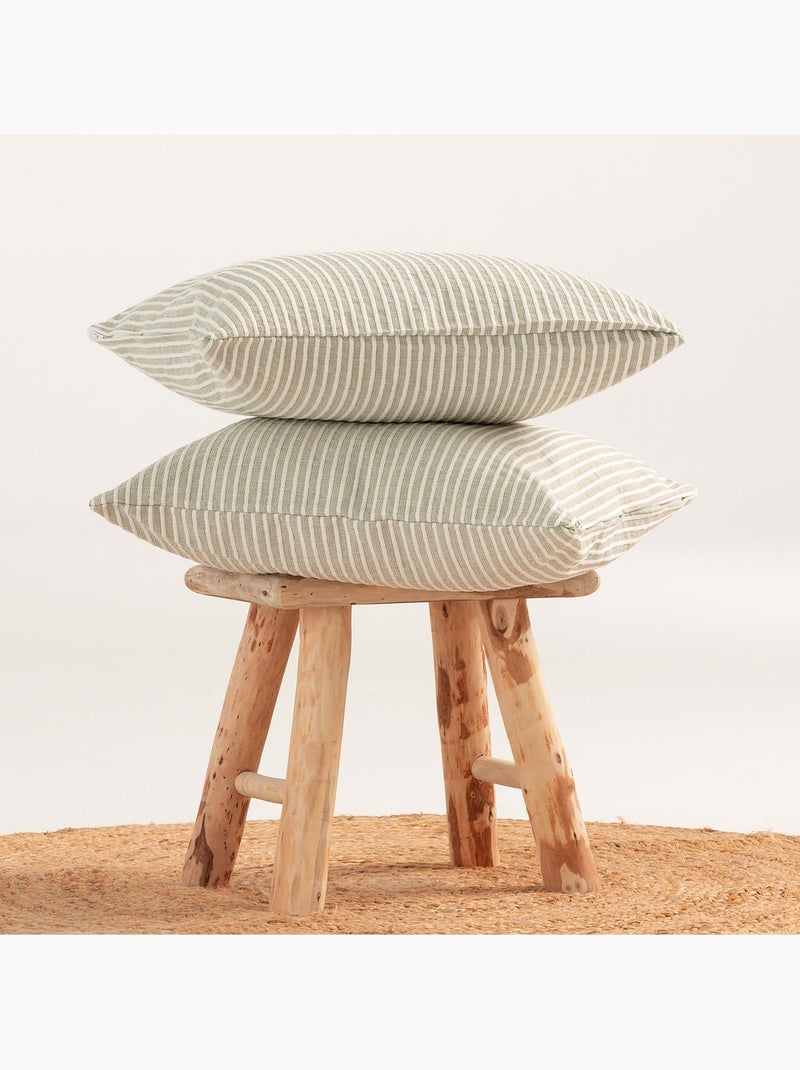 Pack de deux housses de coussin chiné à rayures, tissu en relief bicolore -  Gamusi. Vert - Kiabi