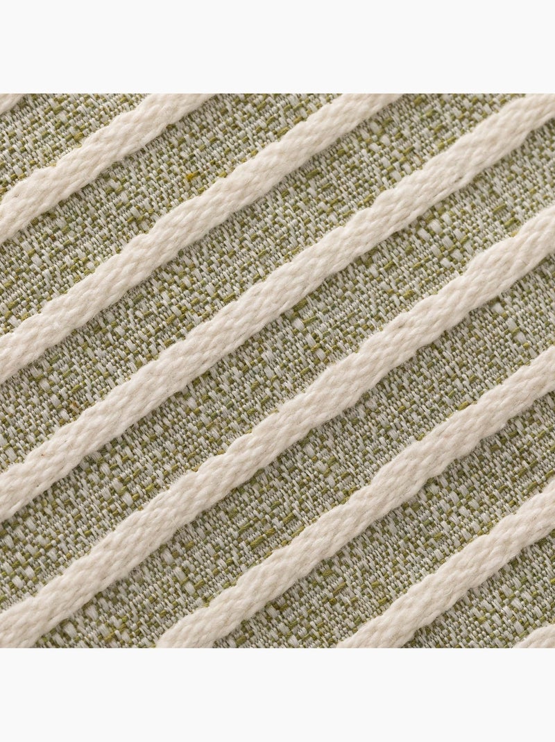 Pack de deux housses de coussin chiné à rayures, tissu en relief bicolore -  Gamusi. Vert - Kiabi