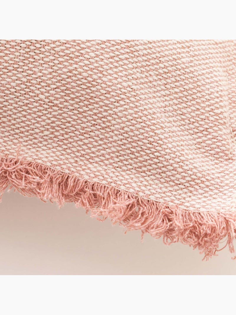 Pack de deux housses de coussin unies en tissu texturé en relief, avec franges -  Gamusi. Mauve - Kiabi