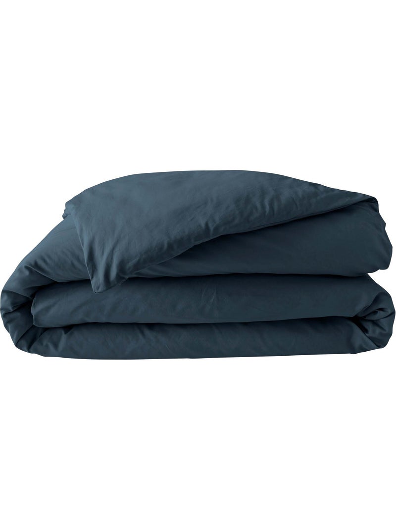 Pack dekbedovertrekset effen percal 78 draden + hoeslaken Nachtblauw - Kiabi
