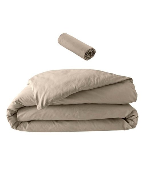 Pack dekbedovertrekset effen percal 78 draden + hoeslaken - Kiabi Pack dekbedovertrekset effen percal 78 draden + hoeslaken - Kiabi