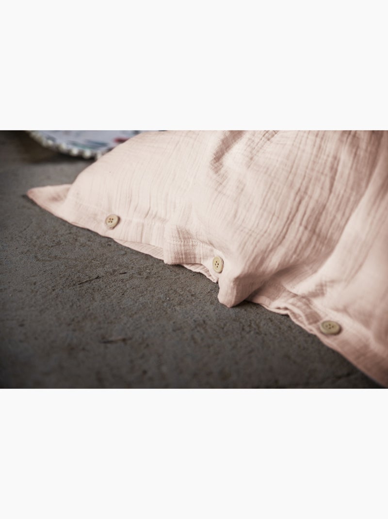 Pack gaze de coton — parure de couette + drap housse + 2 taies Rose Guimauve - Kiabi