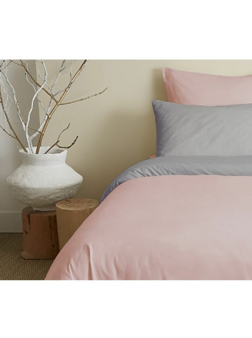 Pack harmonie 6 pièces rose & gris– coton 57 fils – housse 240x220 + drap housse 140x190 cm - Kiabi