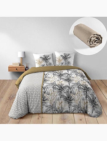 Pack housse de couette dakar + drap housse cm beige