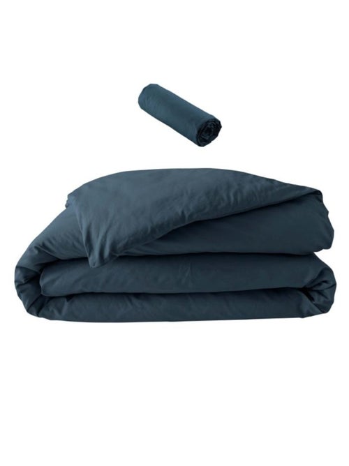 Pack parure de lit percale unie 78 fils + drap-housse - Kiabi