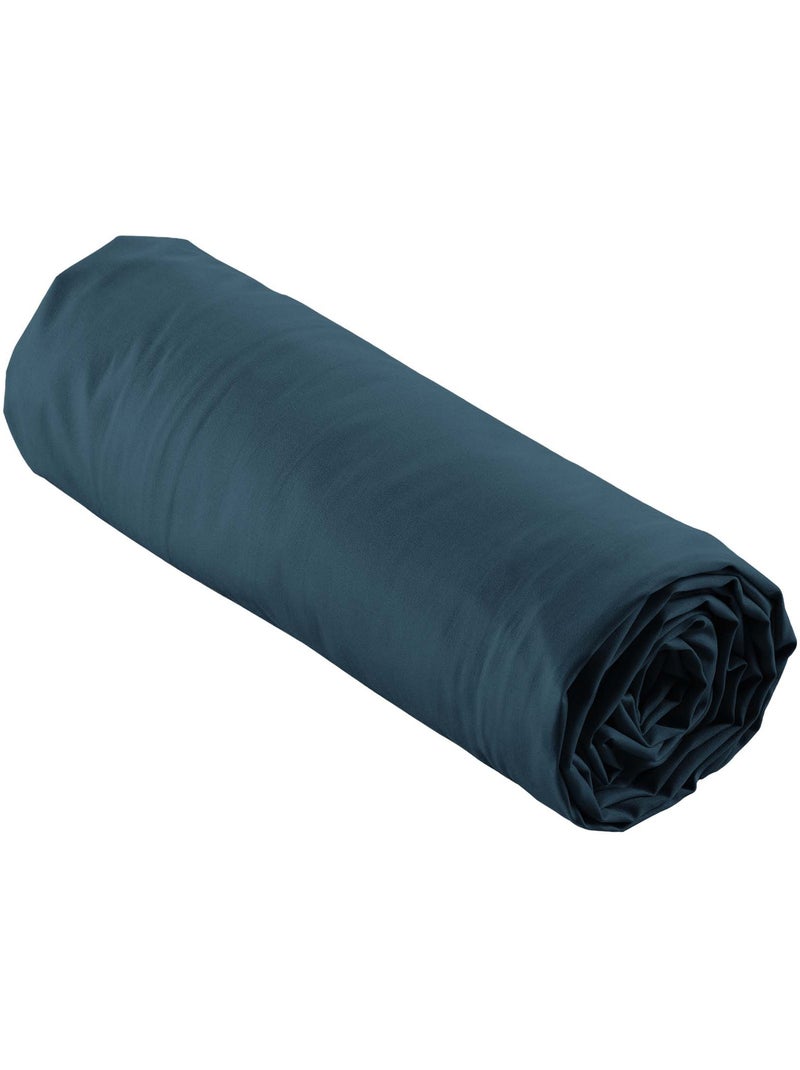 Pack parure de lit percale unie 78 fils + drap-housse Bleu nuit - Kiabi