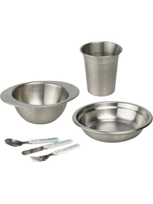 Pack repas - thermobaby - inox - gobelet, bol, assiette creuse, set de couverts - Kiabi