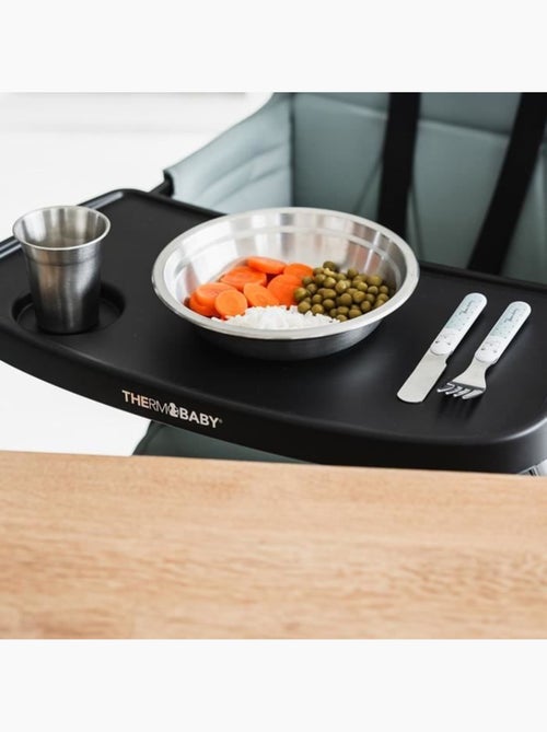 Pack repas - thermobaby - inox - gobelet, bol, assiette creuse, set de couverts - Kiabi