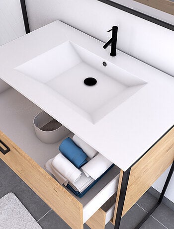 Pack salle de bain avec miroir et vasque en céramique