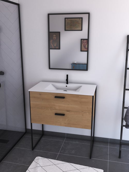 Pack salle de bain avec miroir et vasque en céramique - Kiabi Pack salle de bain avec miroir et vasque en céramique - Kiabi