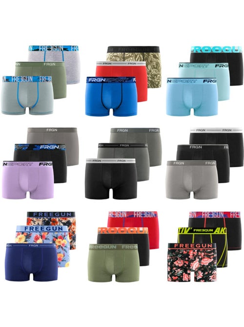 Pack suprise de 3 boxers coton garçon freegun - Kiabi