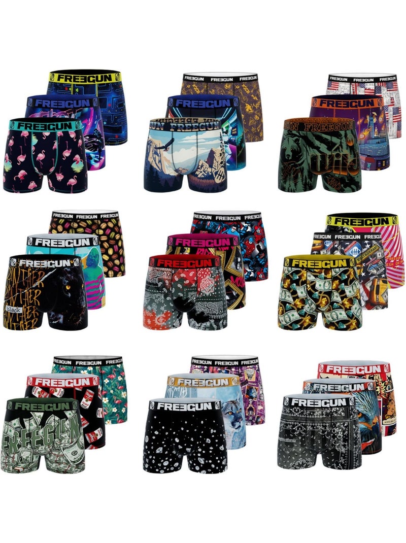 Pack surprise de 12 boxers microfibre homme freegun Noir - Kiabi