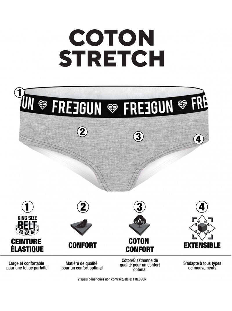 Pack surprise de 3 boxers coton femme freegun Noir - Kiabi