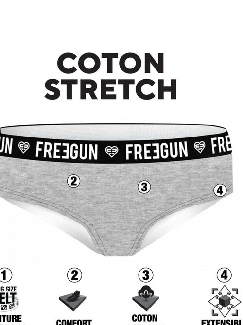 Pack surprise de 3 boxers coton fille freegun - Kiabi