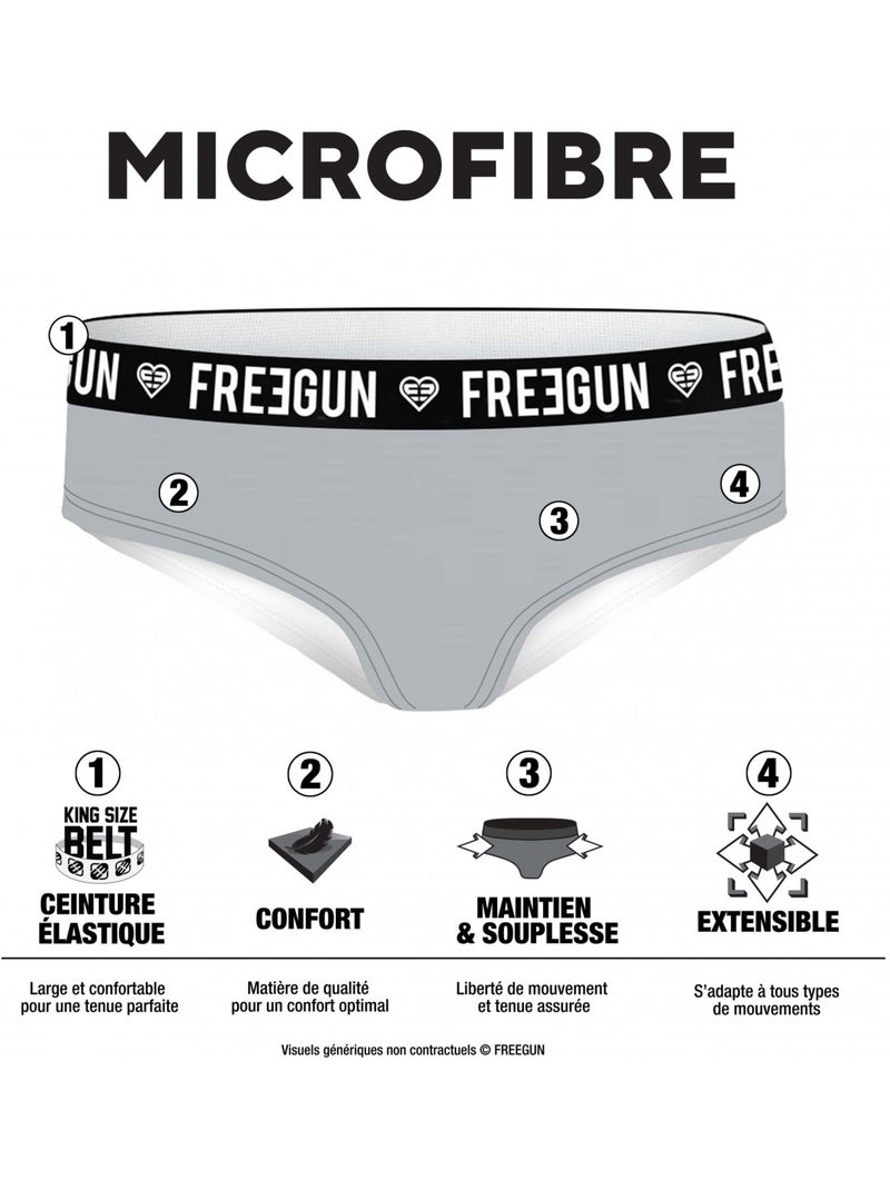Pack surprise de 3 boxers microfibre femme freegun Noir - Kiabi
