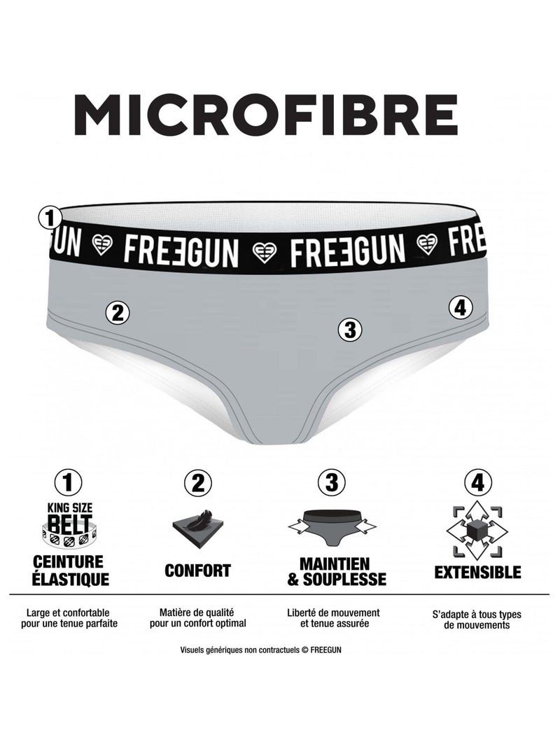 Pack surprise de 3 boxers microfibre femme freegun Noir - Kiabi