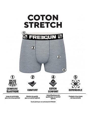 Pack surprise de 5 boxers homme en coton freegun