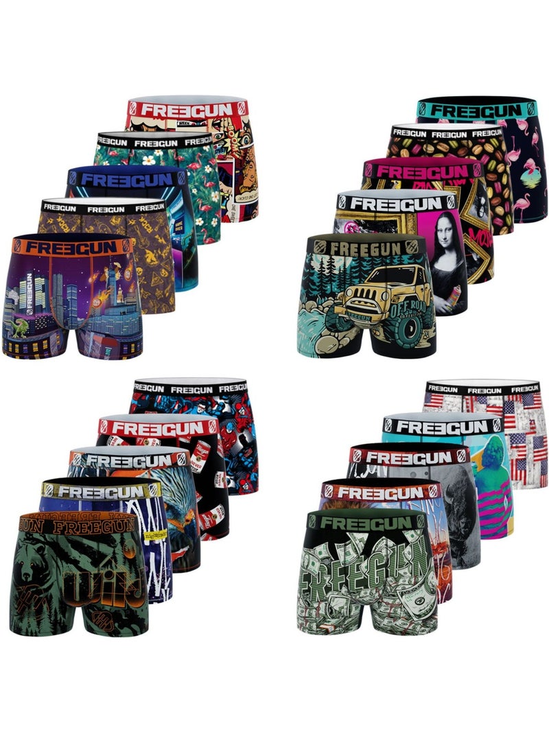 Pack surprise de 5 boxers microfibre homme freegun Noir - Kiabi