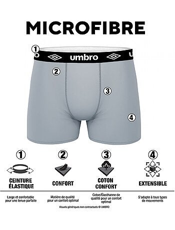 Pack surprise de 6 boxers microfibre homme umbro