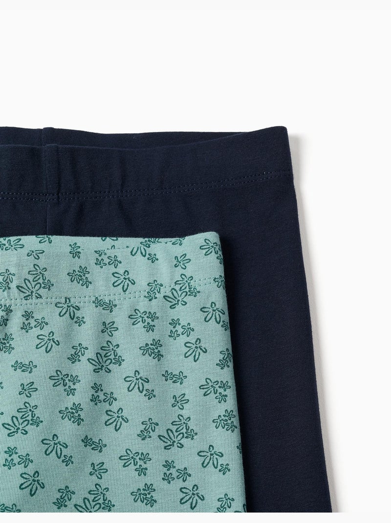Pack van 2 effen en bedrukte leggings Lichtgroen - Kiabi