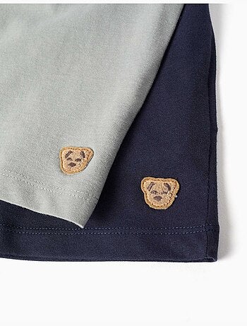 Pack van 2 katoenen pyjama's met korte mouwen met auto-opdruk