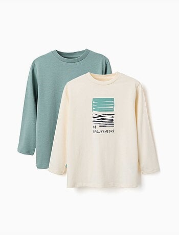 Pack van 2 t-shirts met lange mouwen en prints