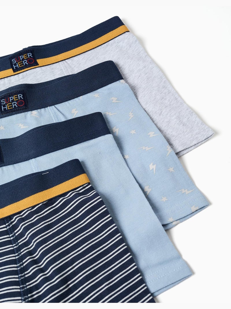 Pack van 4 effen/bedrukte boxershorts Blauwgrijs - Kiabi