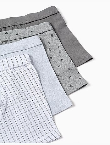 Pack van 4 effen/bedrukte katoenen boxershorts