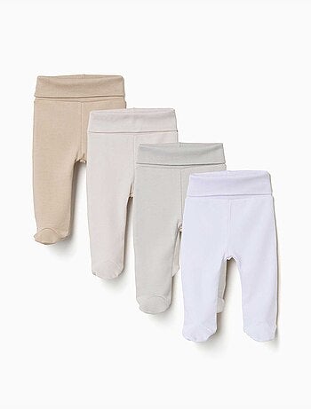 Pack van 4 geborstelde voetbroekjes