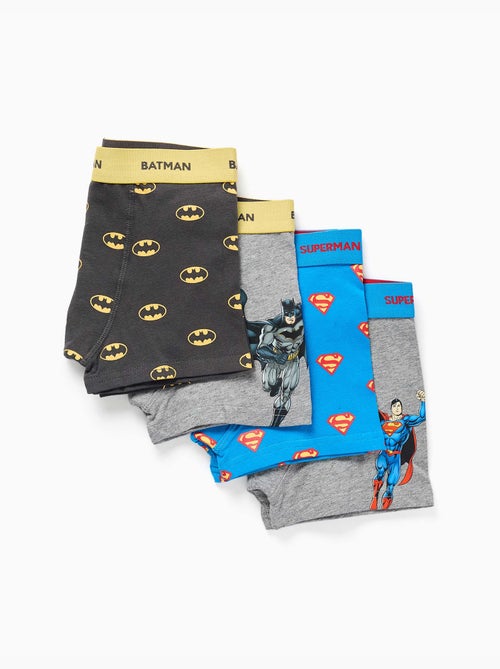 Pack van 4 katoenen boxershorts batman en superman - Kiabi