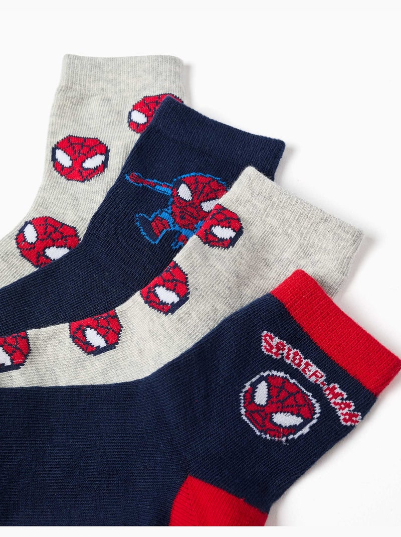 Pack van 4 paar sokken met Spider-Man Blauw Rood Grijs - Kiabi
