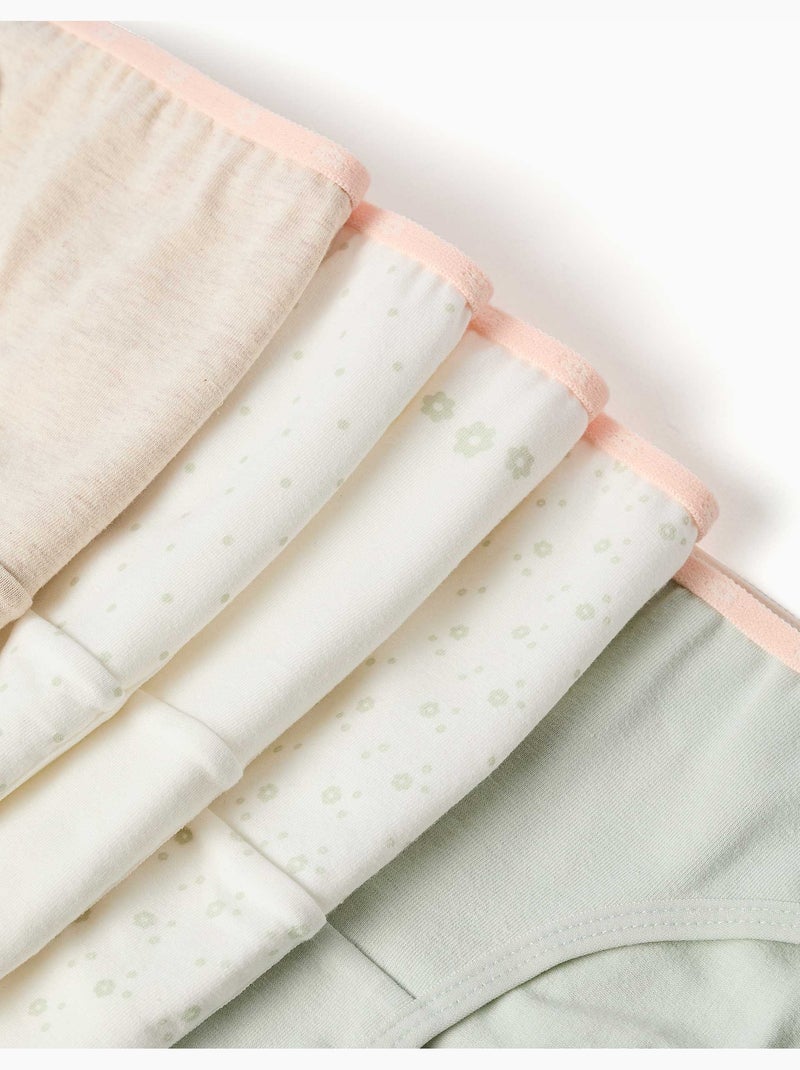 Pack van 5 katoenen slips met bloemen/stippen Roze/Geel - Kiabi
