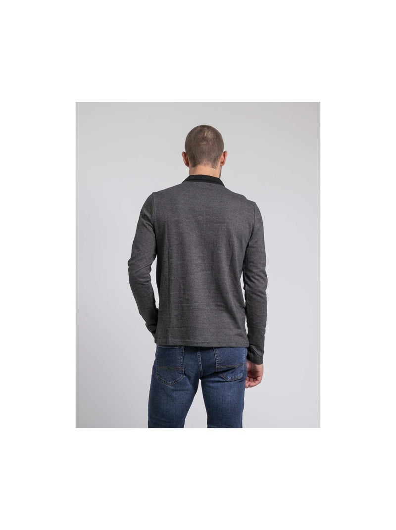 Pagny poloshirt van puur katoen met lange mouwen Zwart - Kiabi