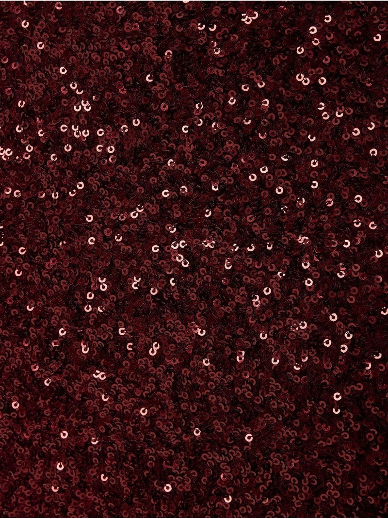 Pailletten midi-rok met split Bordeauxrood - Kiabi