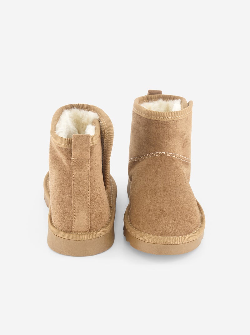 Paire de boots fourrées en suédine Marron - Kiabi