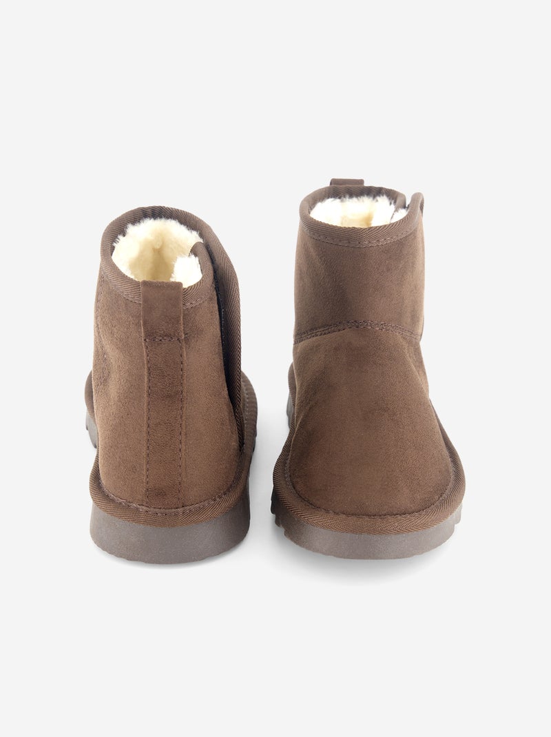 Paire de boots fourrées en suédine Marron - Kiabi