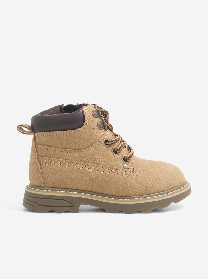 Paire de boots type trekking à lacets Marron - Kiabi