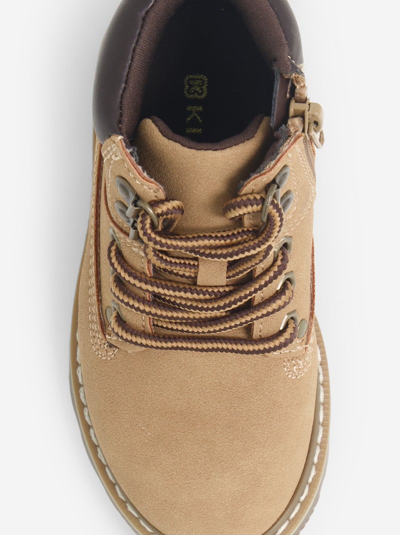 Paire de boots type trekking à lacets Marron - Kiabi