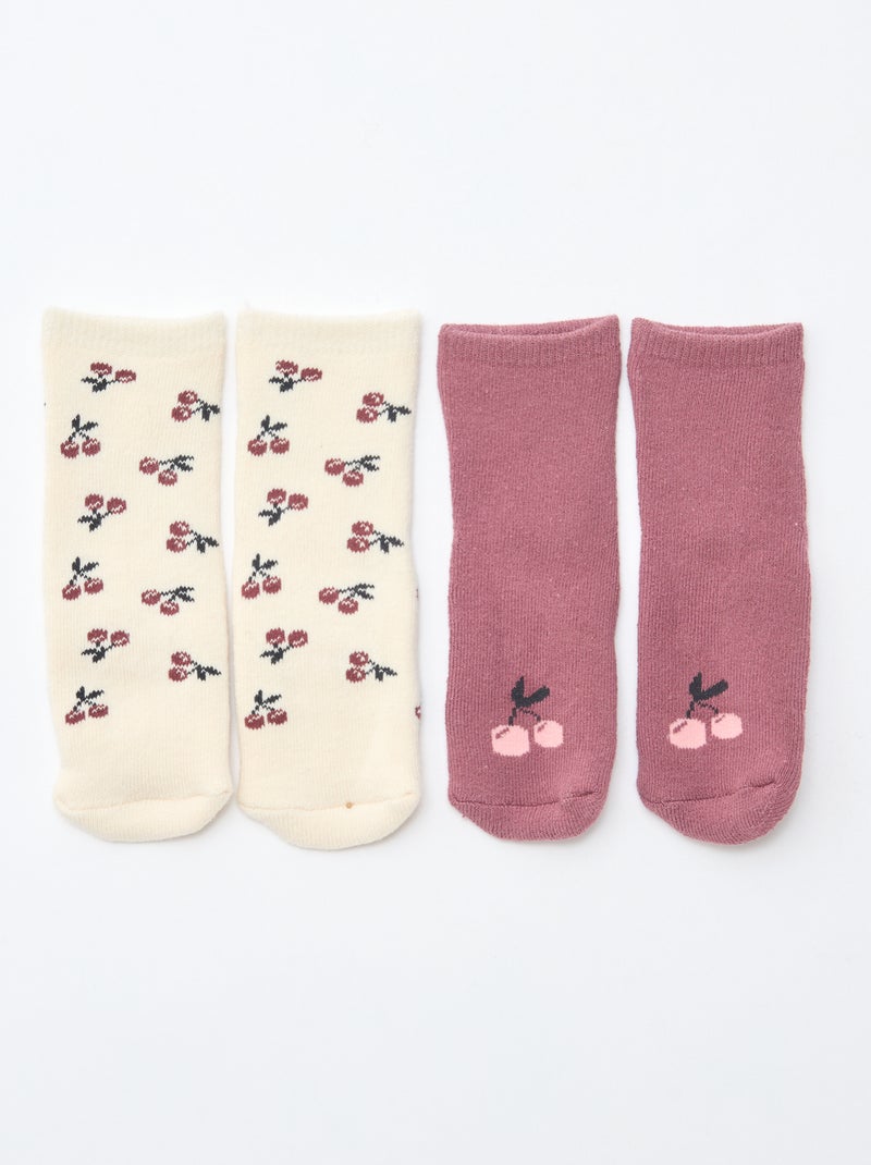 Paire de chaussettes fantaisie anti-dérapantes Beige - Kiabi