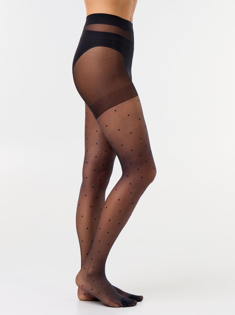 Paire de collants à pois Noir - Kiabi