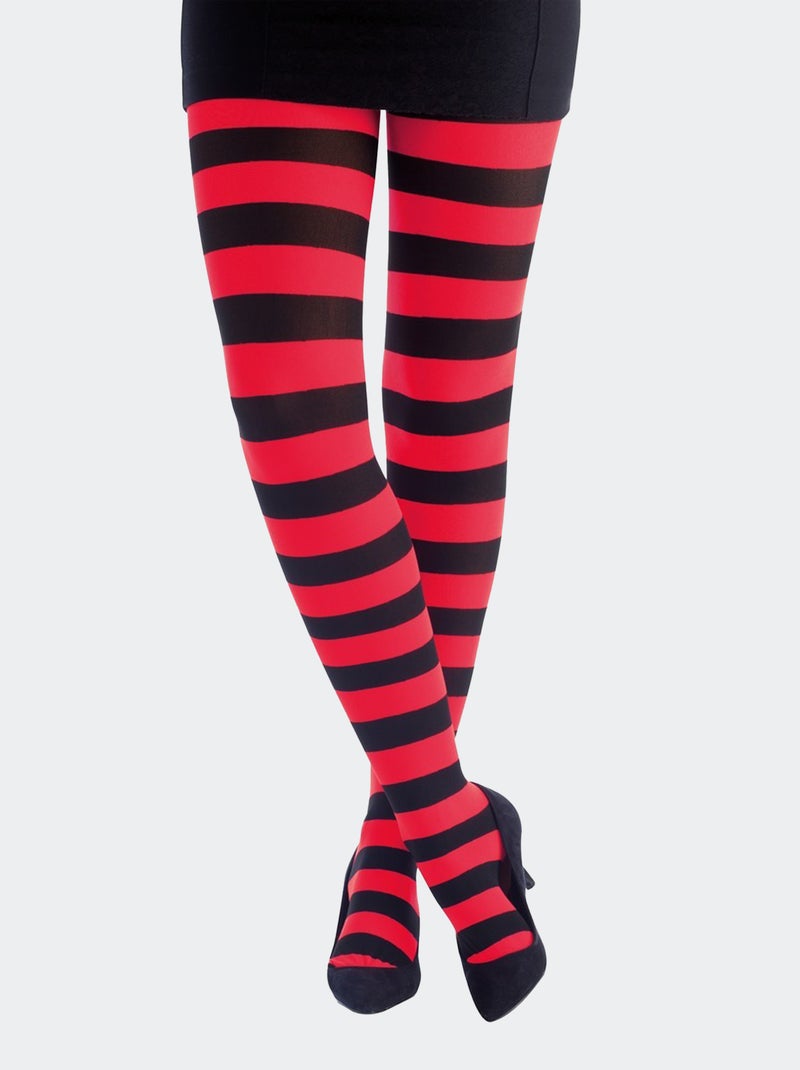 Paire de collants rayés rouge/noir - Kiabi