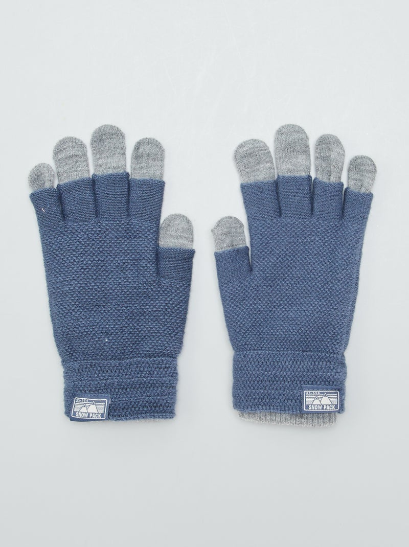 Paire de gants 3 en 1 Bleu/gris - Kiabi