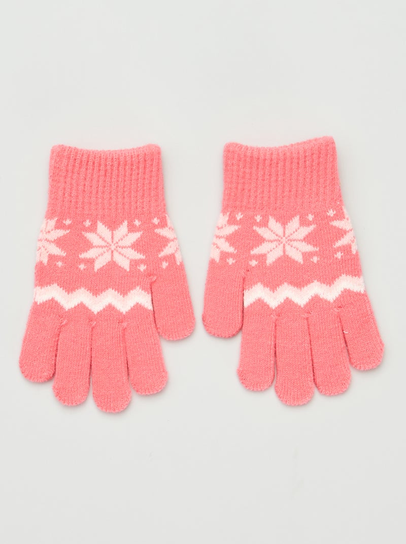 Paire de gants avec imprimé 'flocon de neige' Rose - Kiabi