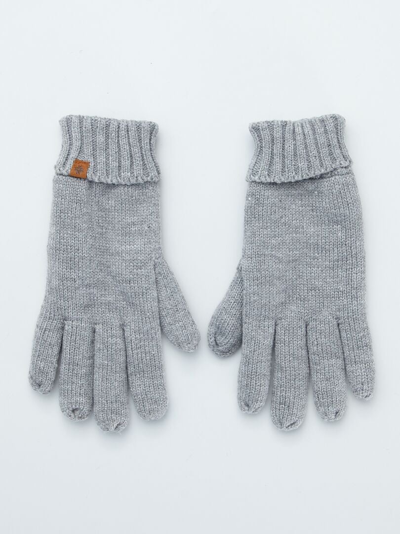 Paire de gants en maille jersey Gris - Kiabi