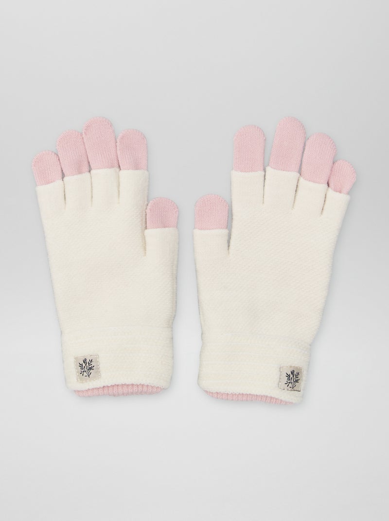 Paire de gants et mitaines - 2 pièces Rose/blanc - Kiabi