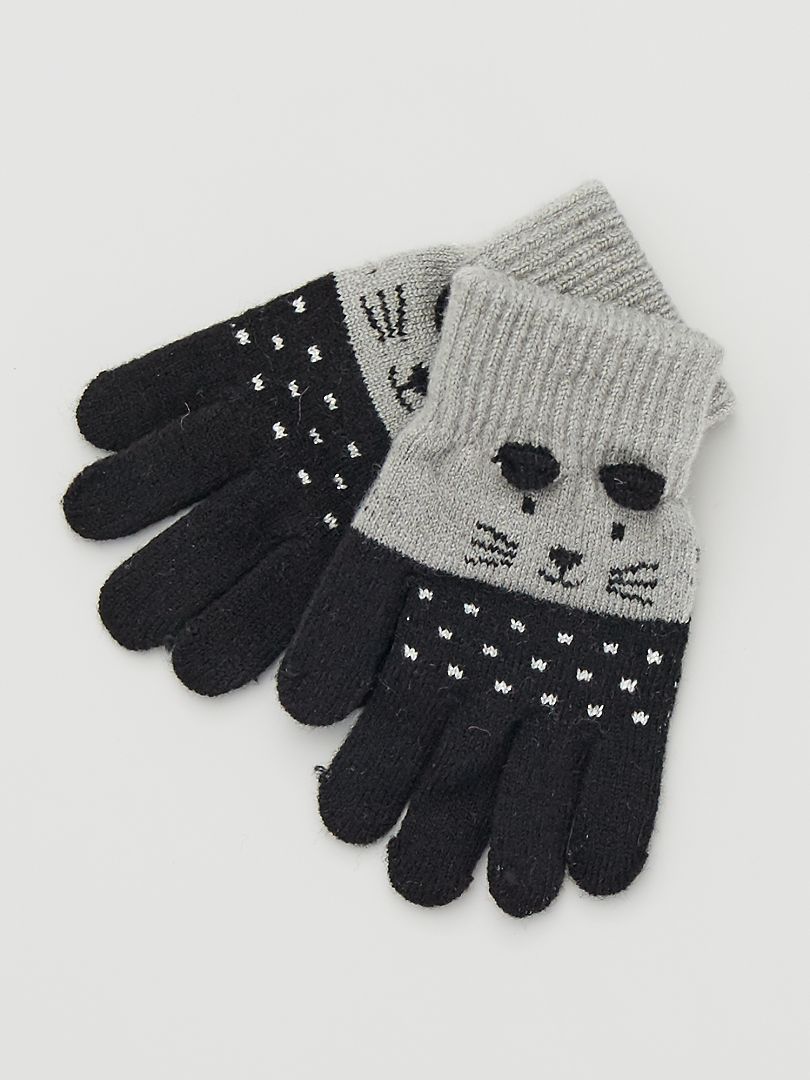 Paire de gants gris/noir - Kiabi
